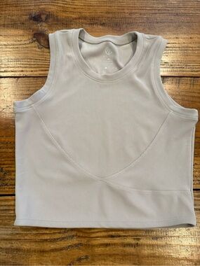 MoveTheory Ribbed Sculpt Cropped Tank Top XL Taupe Beige Athletic Sleeveless